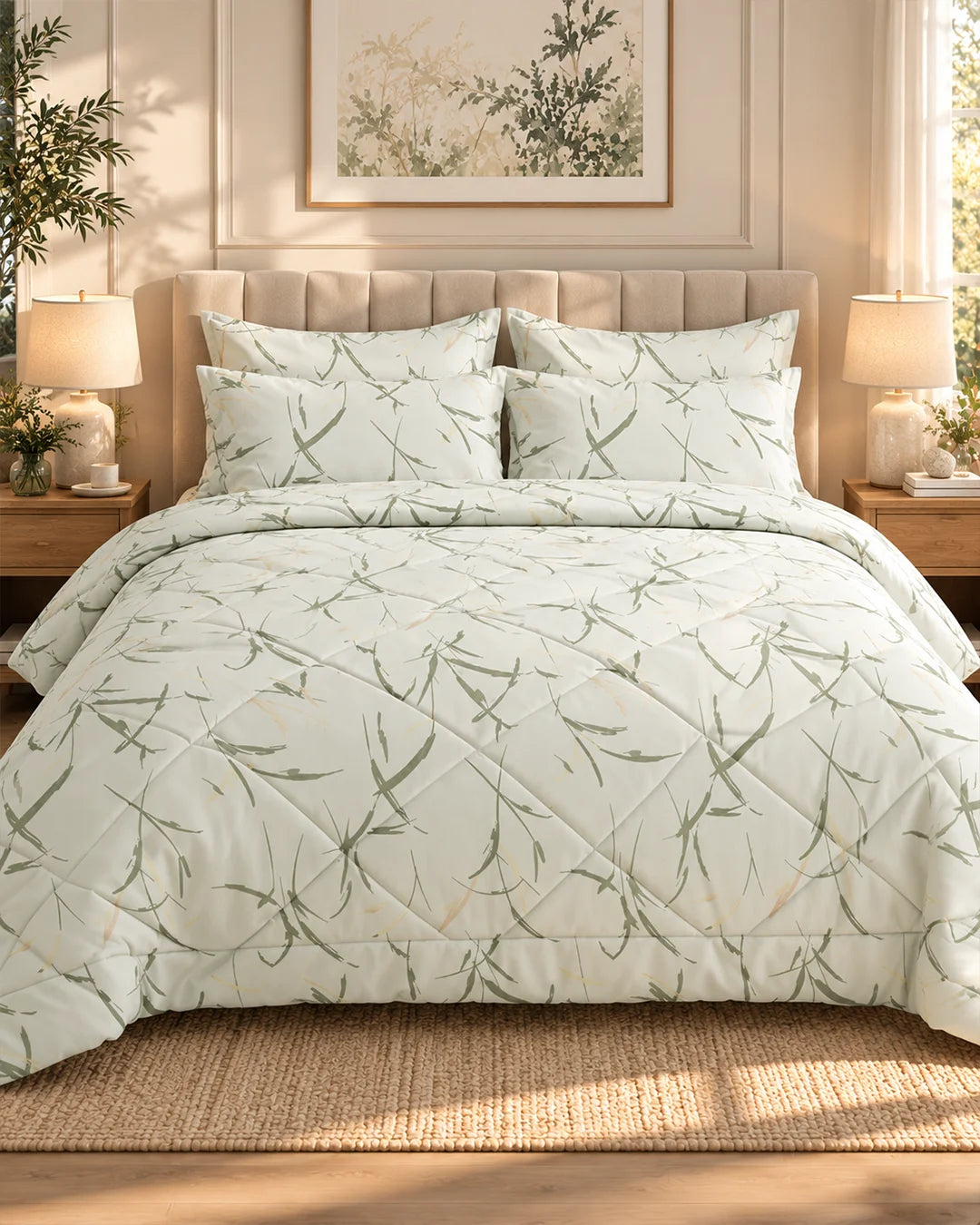 Ivory Leaf Sateen 6-Pc Comforter Set Secondary image