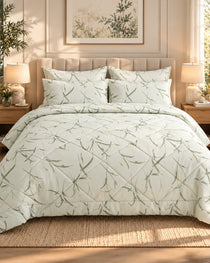Ivory Leaf Sateen 6-Pc Comforter Set