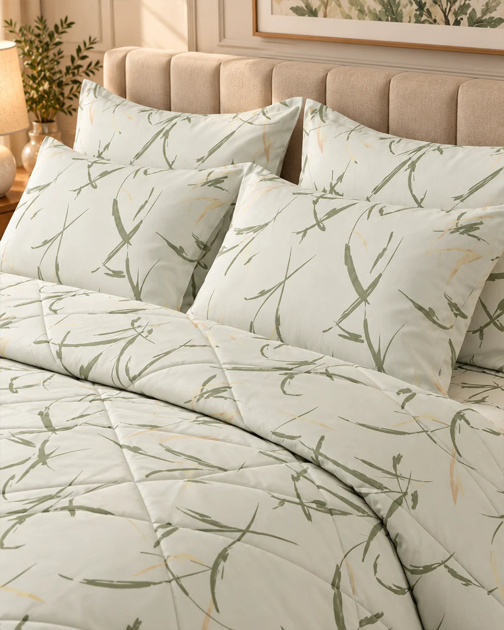 IVORY LEAF SATEEN 6-Pcs COMFORTER SET