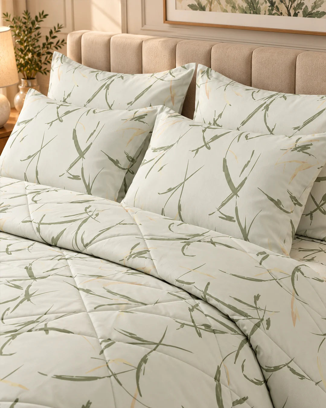 IVORY LEAF SATEEN 6-Pcs COMFORTER SET