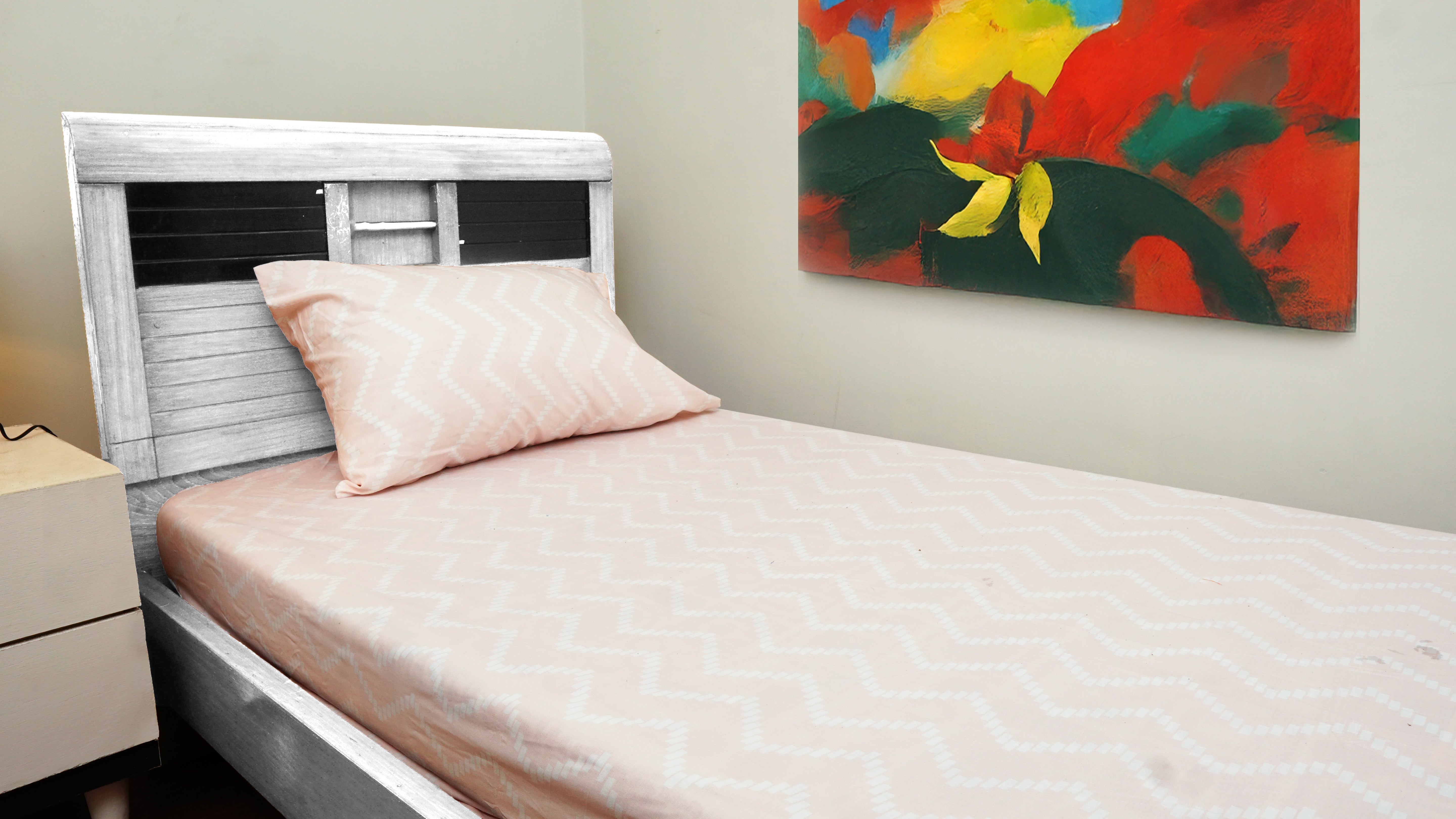 Cotton Percale Fitted bedsheet (Zigzag)