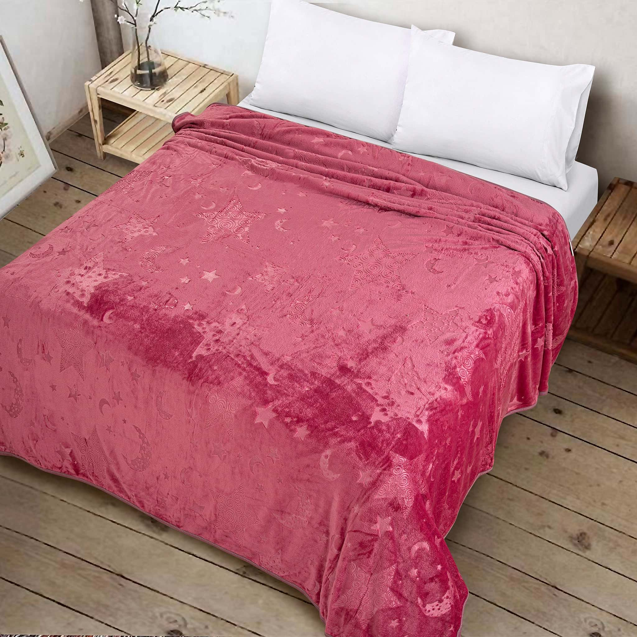 Star Embossed Fleece Blanket (L-Grape)