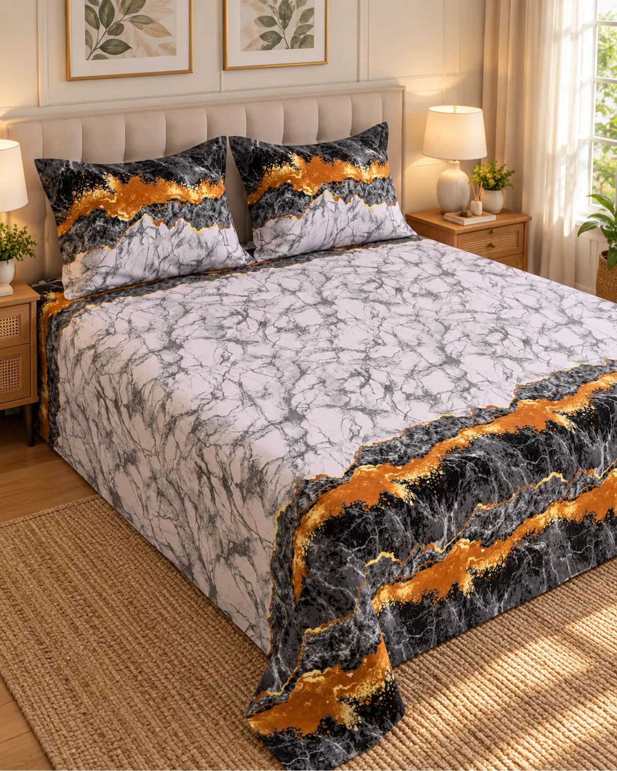 LAVA MARBLE SATEEN BED SHEET SET