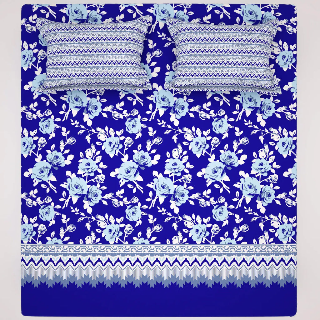 MARINE FLOWER SATEEN BED SHEET SET