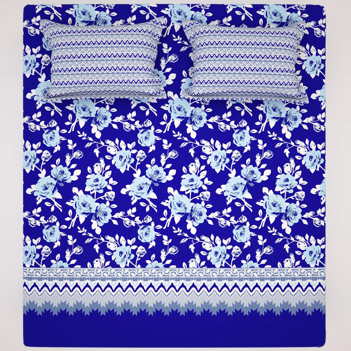 MARINE FLOWER SATEEN BED SHEET SET