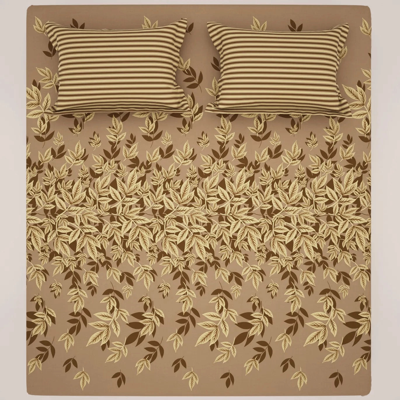 MOCHA LEAVES SATEEN BED SHEET SET