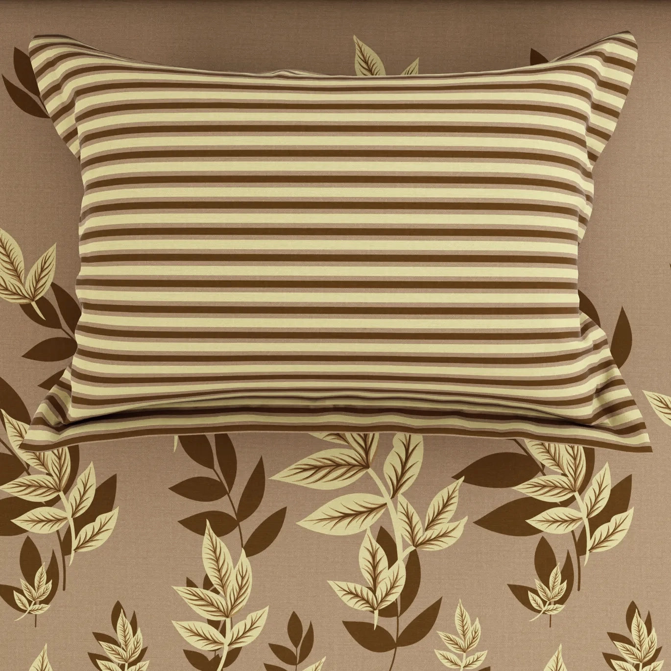 MOCHA LEAVES SATEEN BED SHEET SET