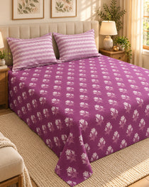 Magenta Floral Buti Xara Bed Sheet Set