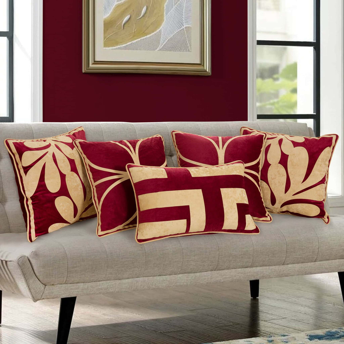 Pack of 5 cushion cover (Maroon) Main image