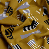 Mustard Geometric Sateen Bed Sheet Set - 7577-(M)