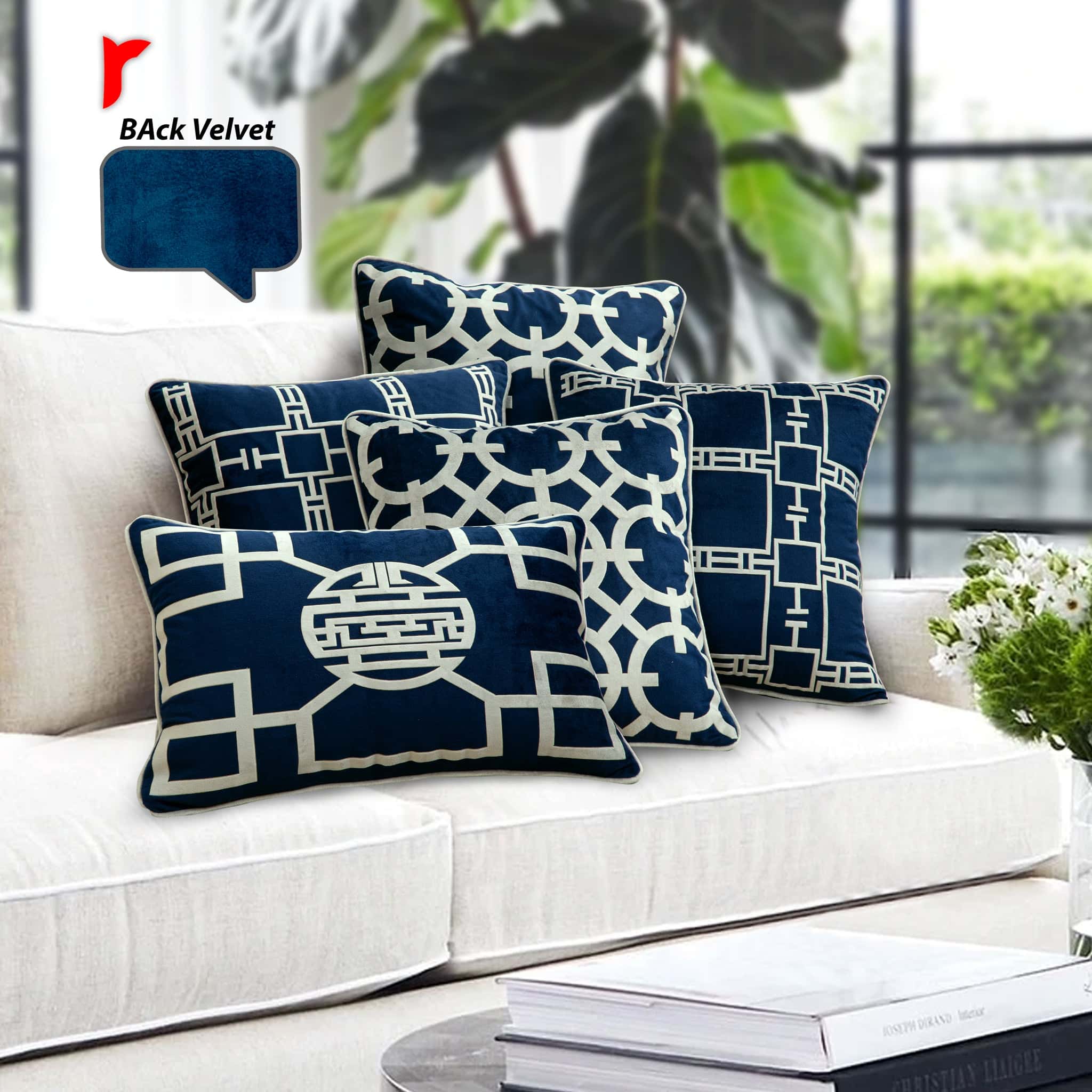 Pack of 5 cushion cover (Navy blue)