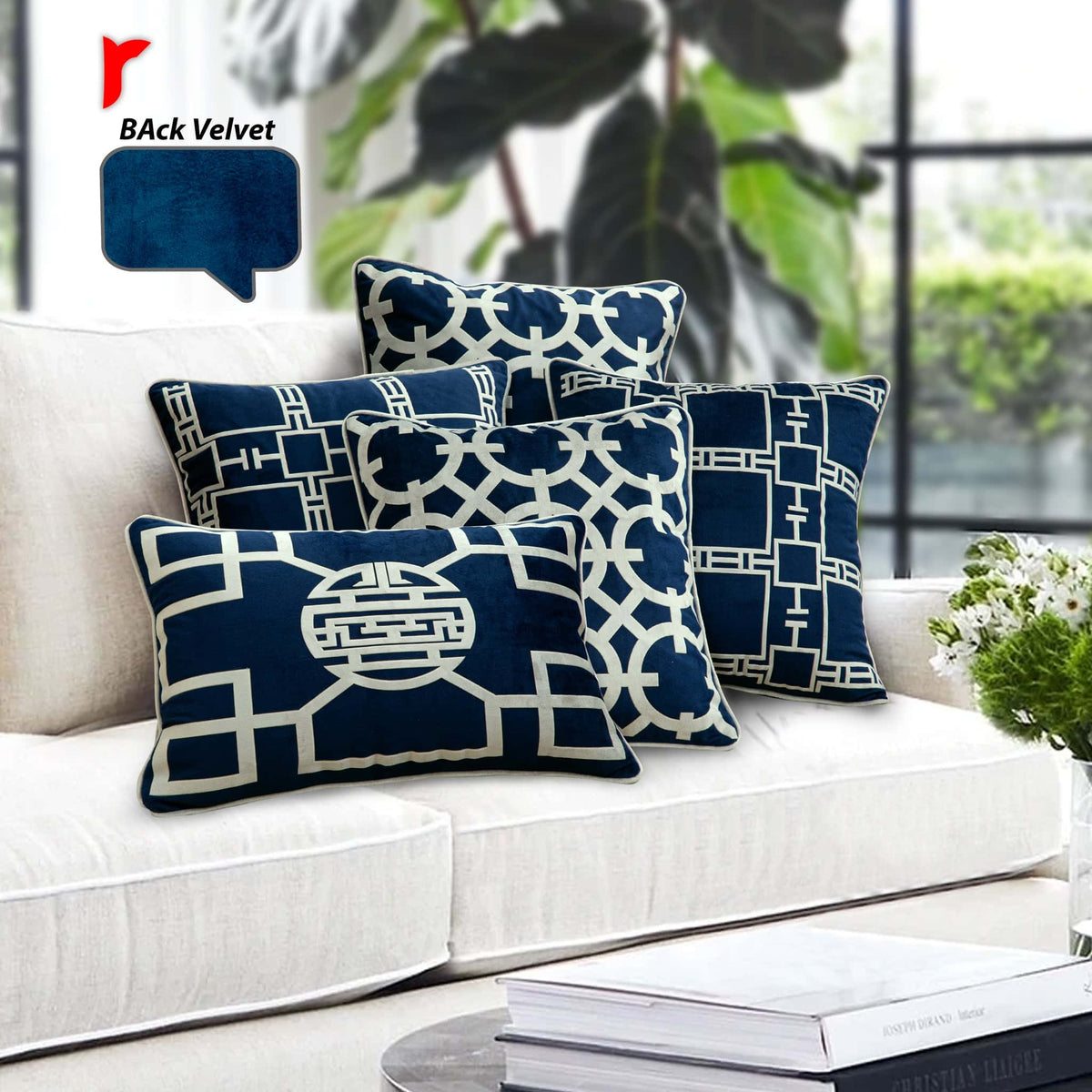 Pack of 5 cushion cover (Navy blue)