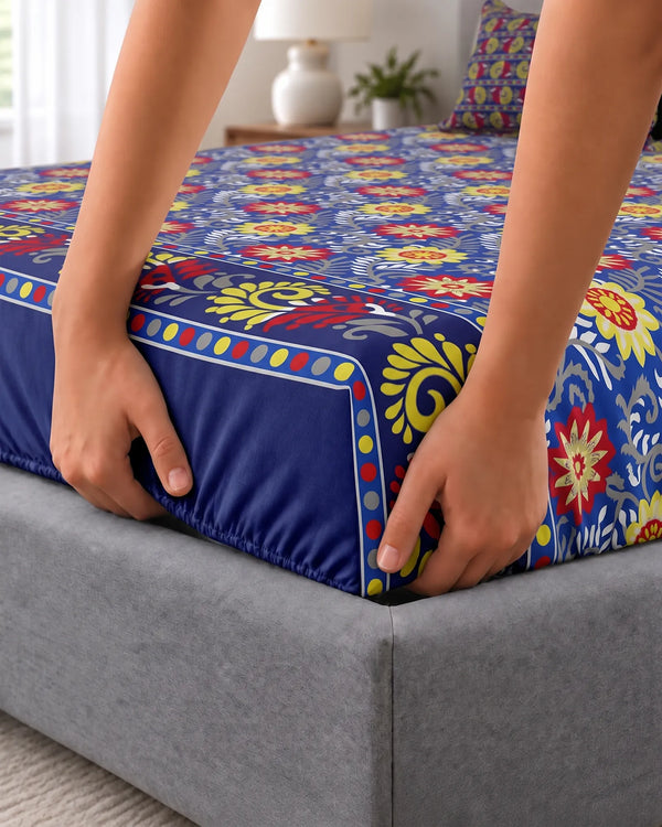 OCEAN FLORA Xara Fitted Bed Sheet Set
