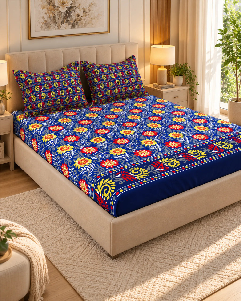 OCEAN FLORA Xara Fitted Bed Sheet Set