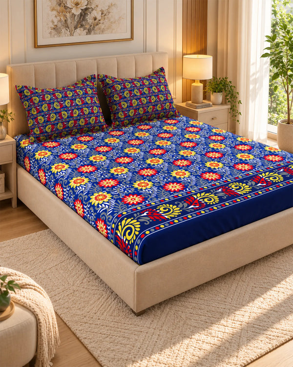 OCEAN FLORA Xara Fitted Bed Sheet Set