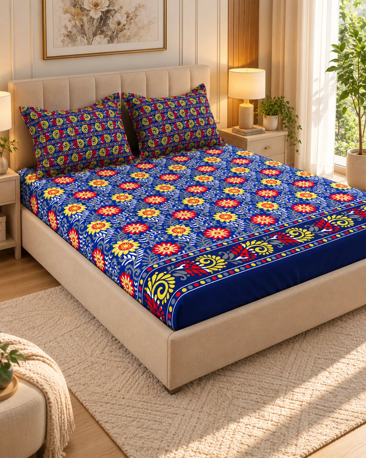 OCEAN FLORA Xara Fitted Bed Sheet Set