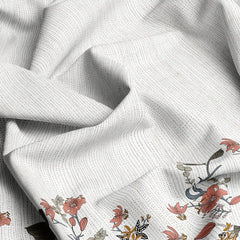 Off white Dot Floral Print Sateen Bed Sheet Set - 7588
