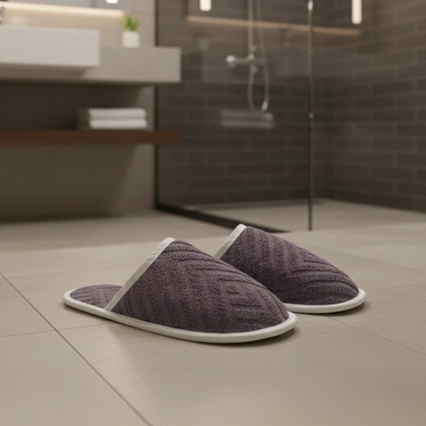 Pack of 2 towel slipper (grey)