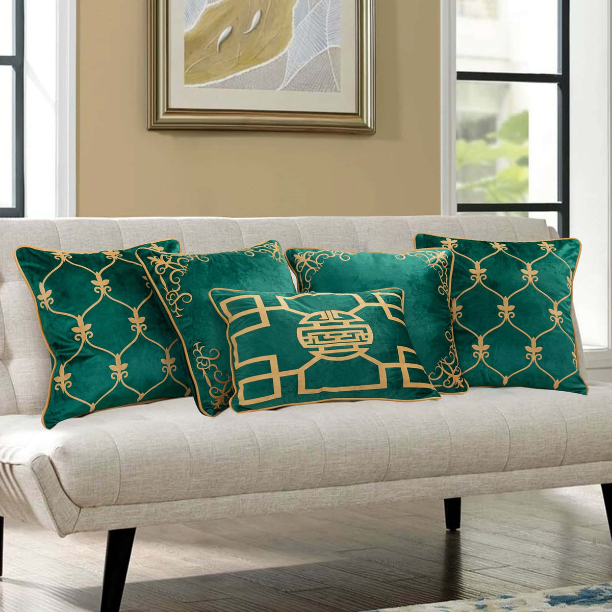 Pack of 5 cushion cover (parrot green) Main image