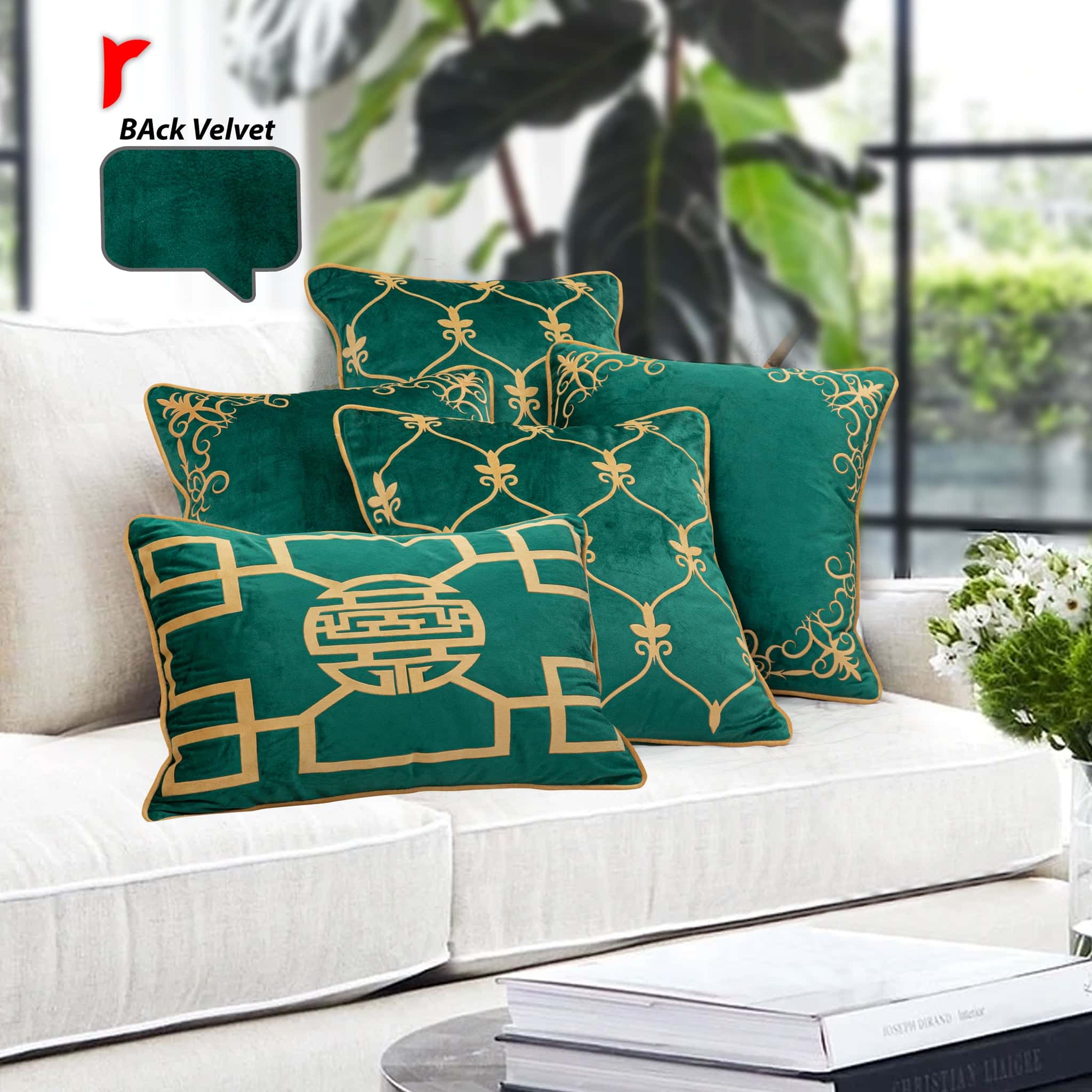 Pack of 5 cushion cover (parrot green)