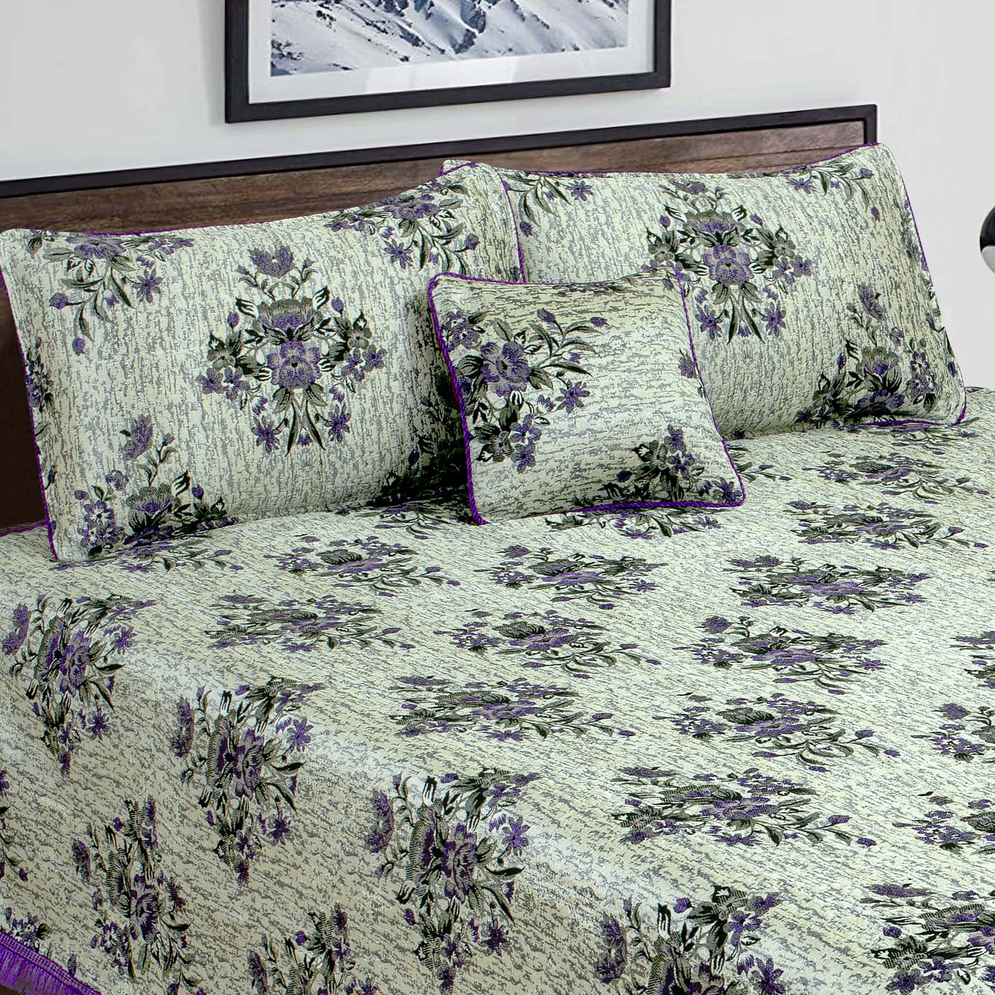 RHS gultex multani bedsheet set (Grey/Purple)