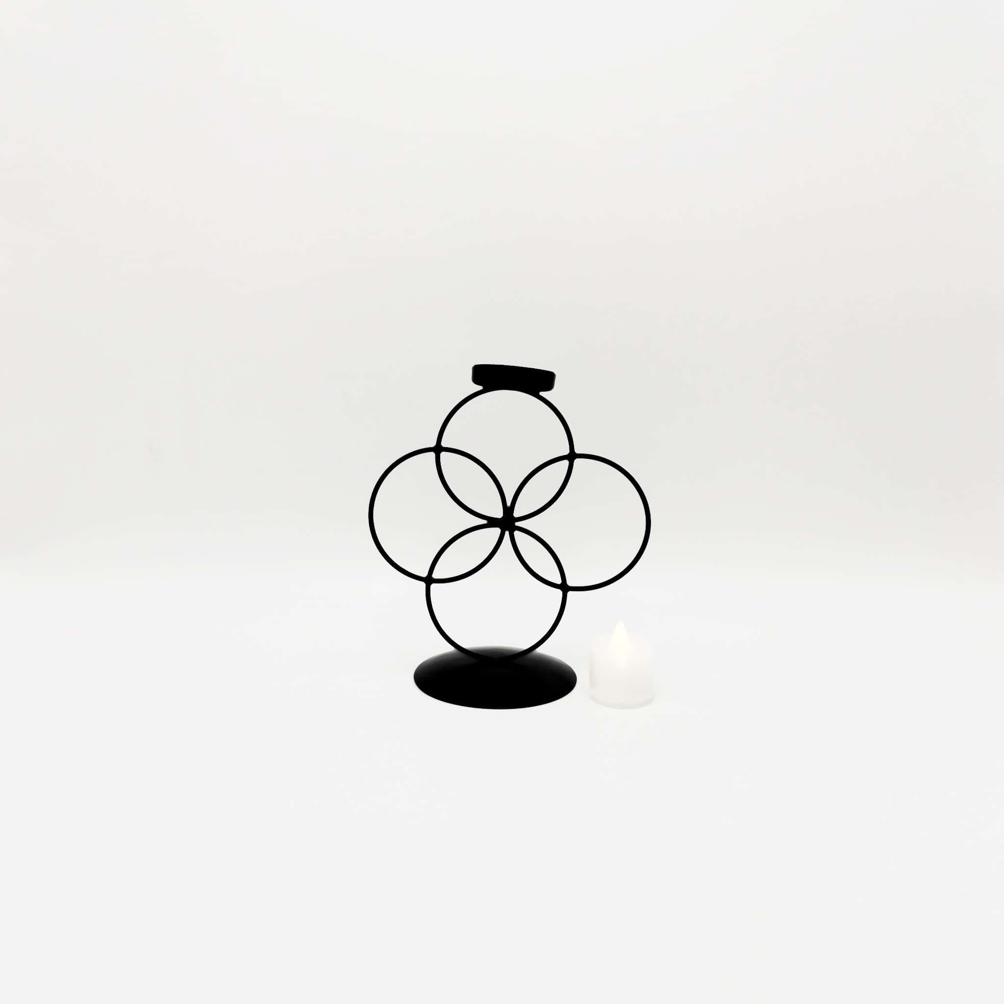 Modern Black Candle Holder with Circular Design - RHS-HD-TD-008 Secondary image