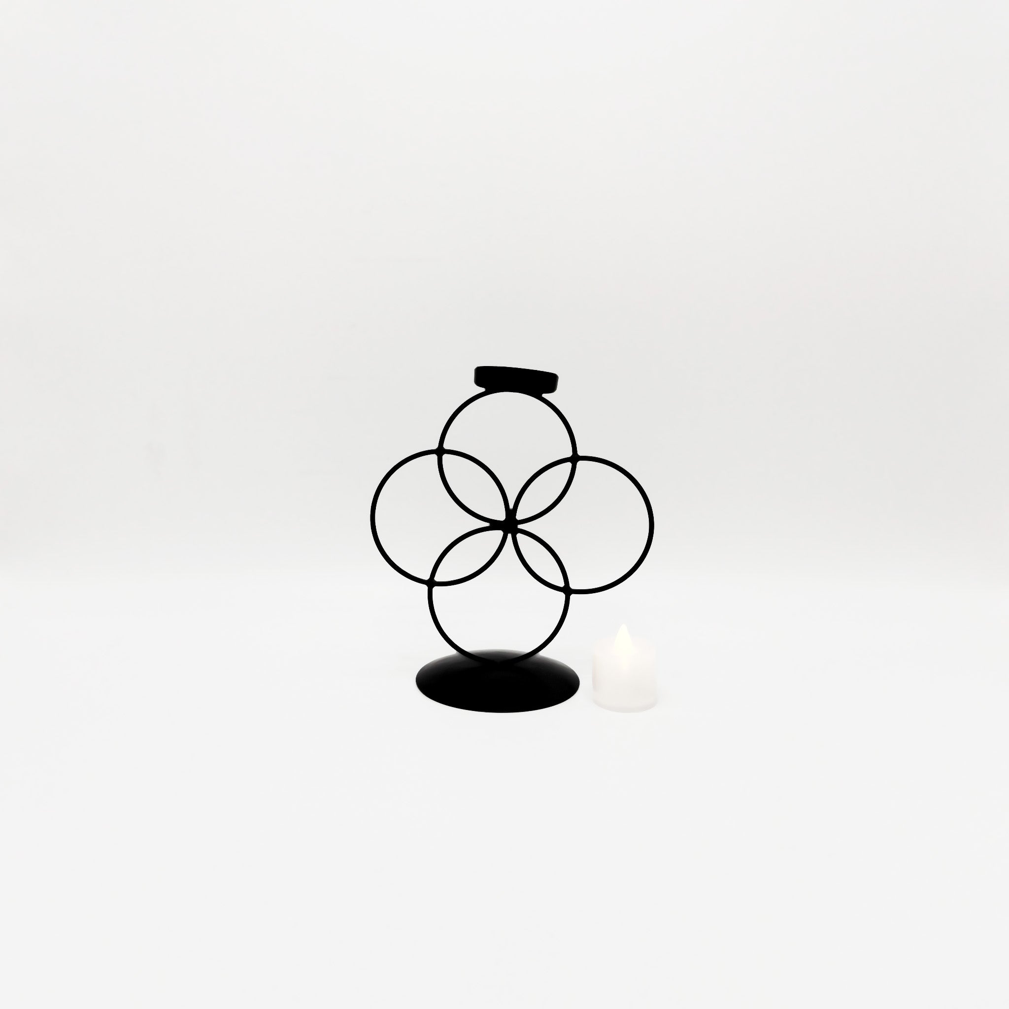 Modern Black Candle Holder with Circular Design - RHS-HD-TD-008