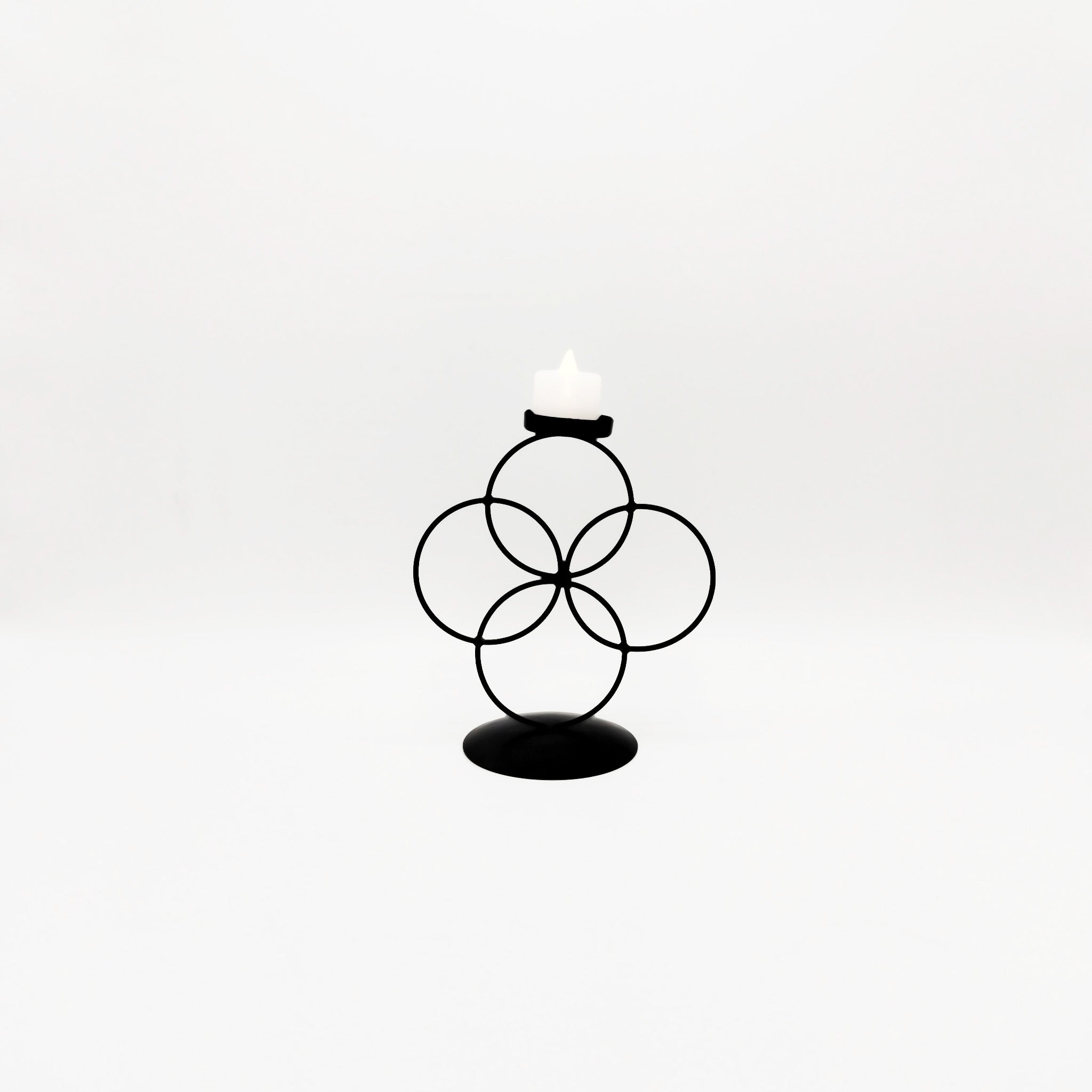 Modern Black Candle Holder with Circular Design - RHS-HD-TD-008