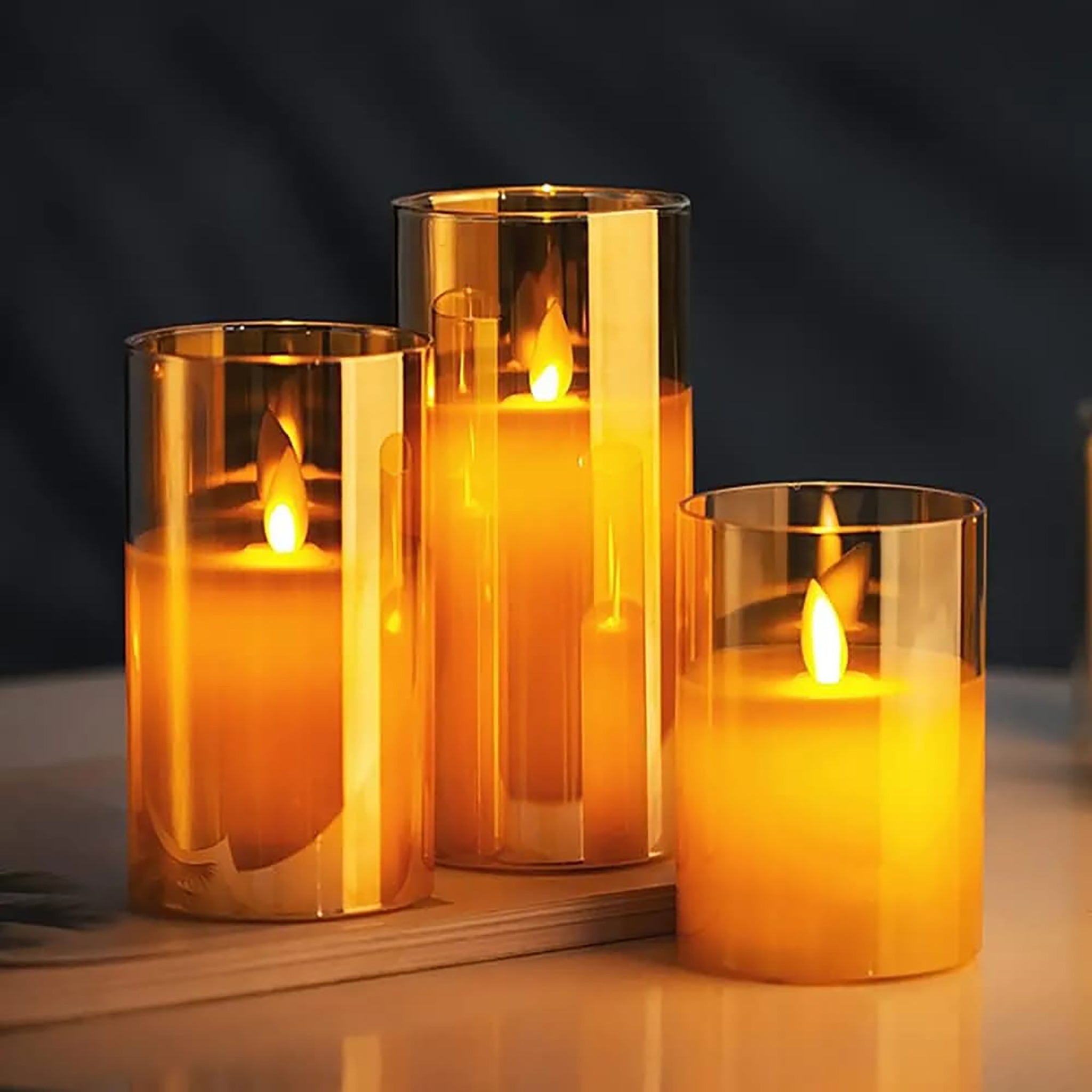 Realistic Flameless Candles in Glass Jars - RHS-HD-TD-059