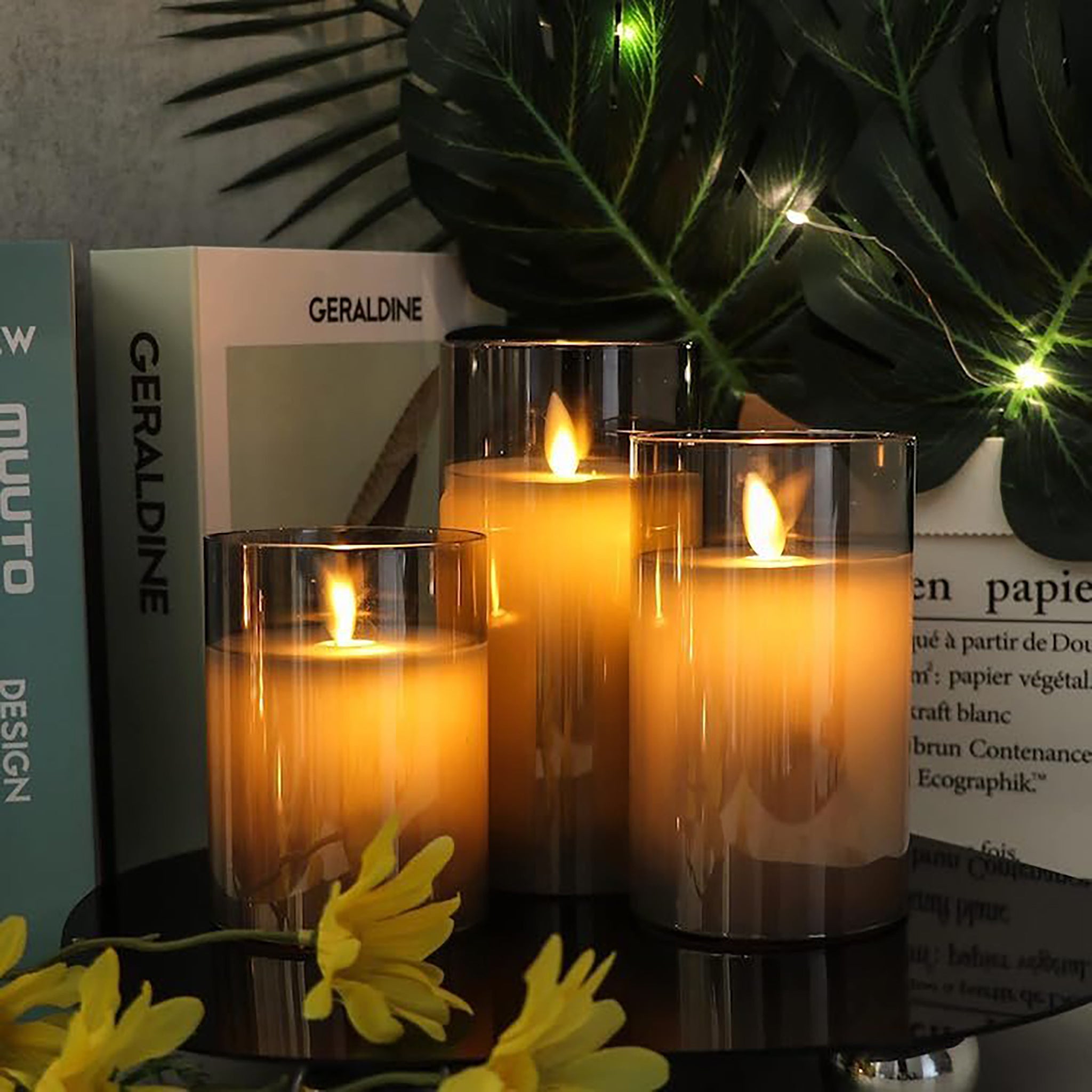 Realistic Flameless Candles in Glass Jars - RHS-HD-TD-059