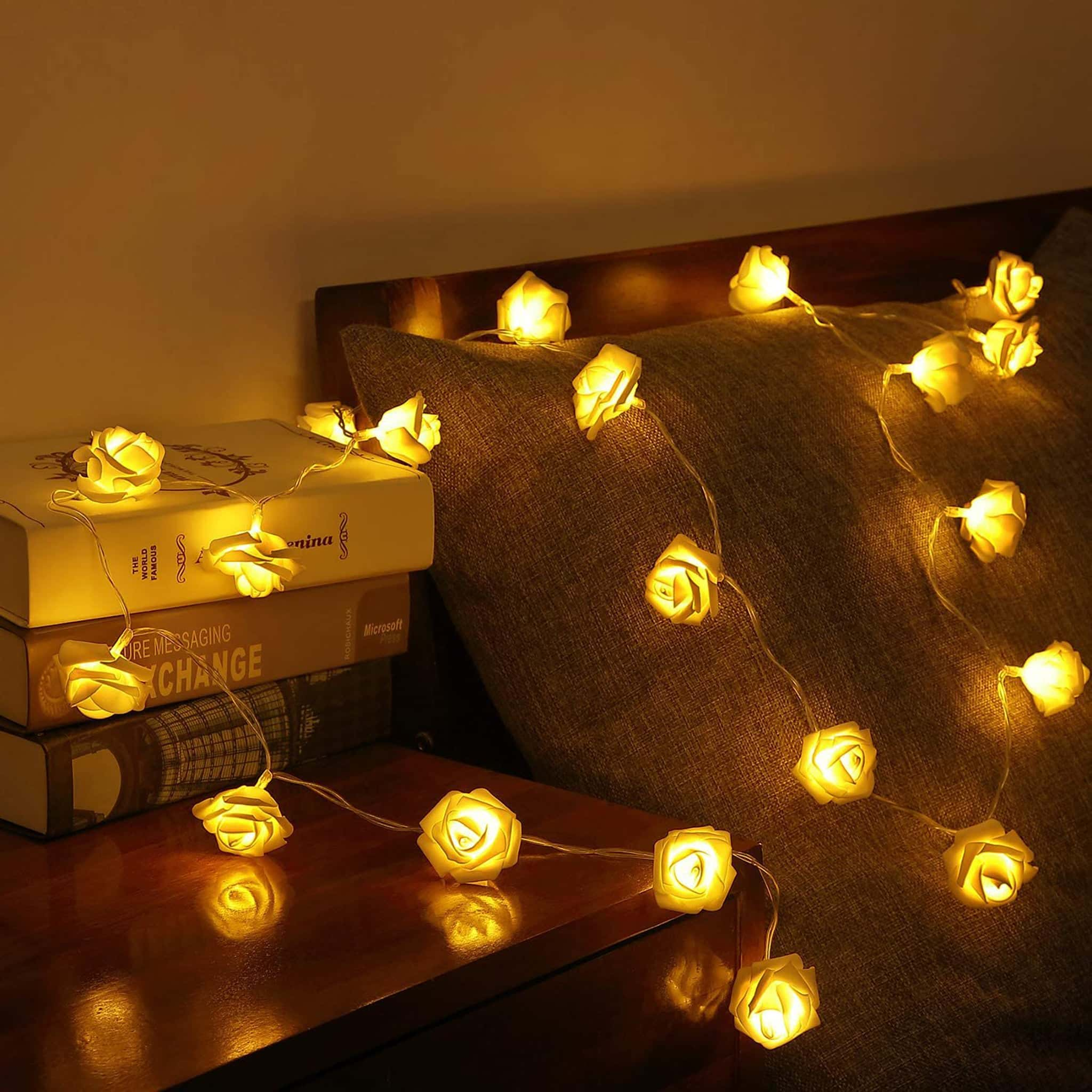 Warm White LED Rose Flower String Lights Wall - RHS-HD-WD-005