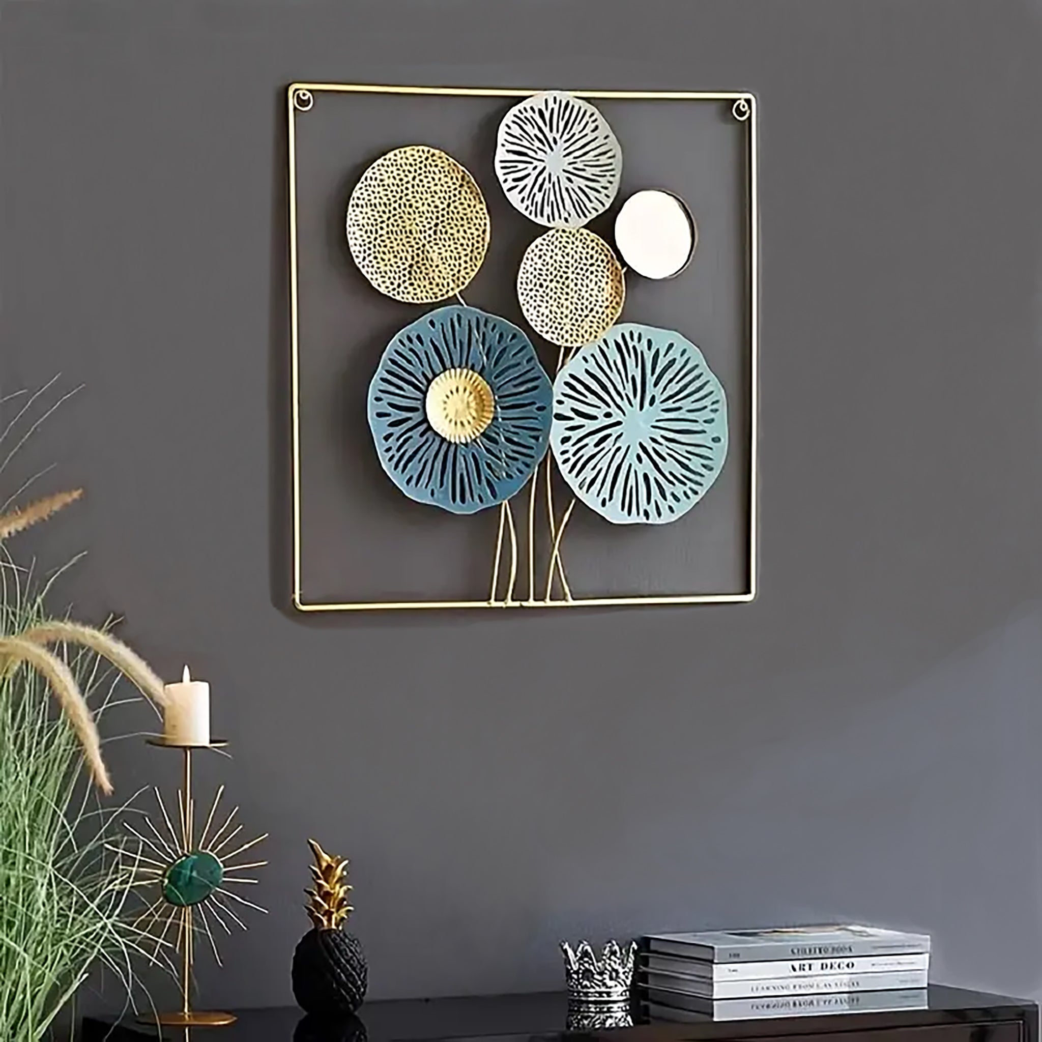 Modern Metal Wall Art with Floral Design - RHS-HD-WF-001