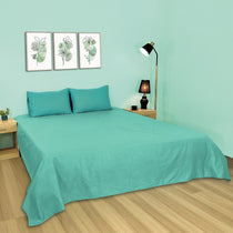AQUA STRIPE COTTON  SATIN BED SHEET