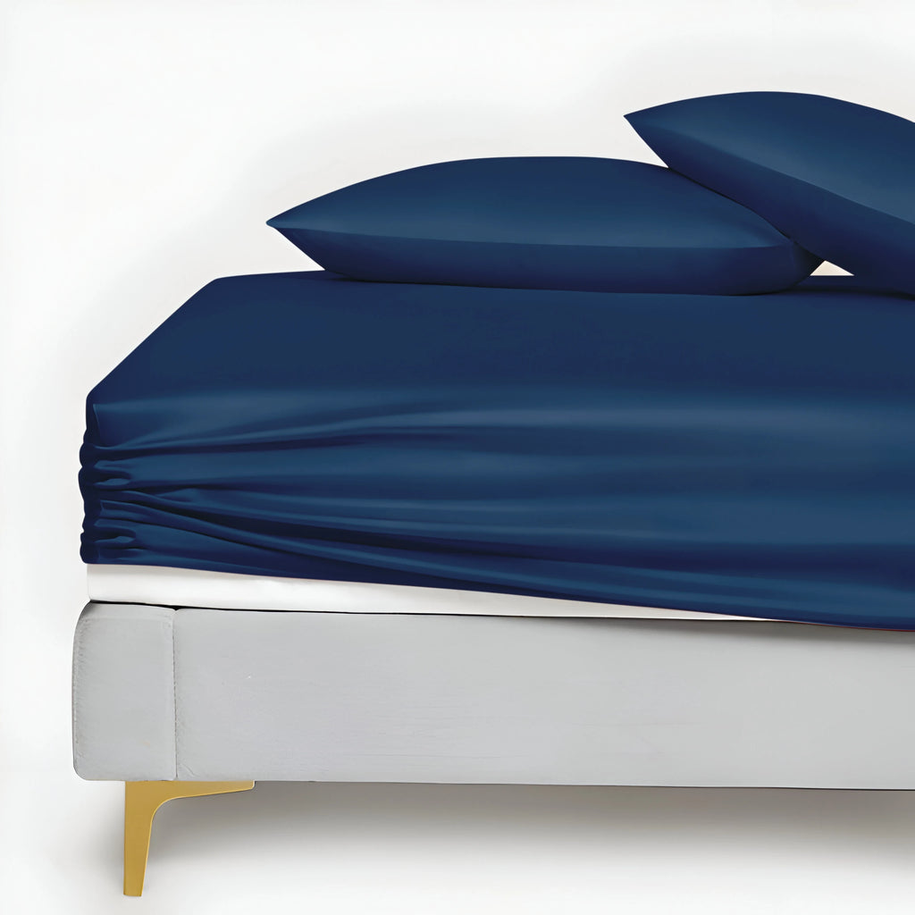 MIDNIGHT BLUE SILK BED SHEET