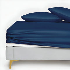 MIDNIGHT BLUE SILK BED SHEET