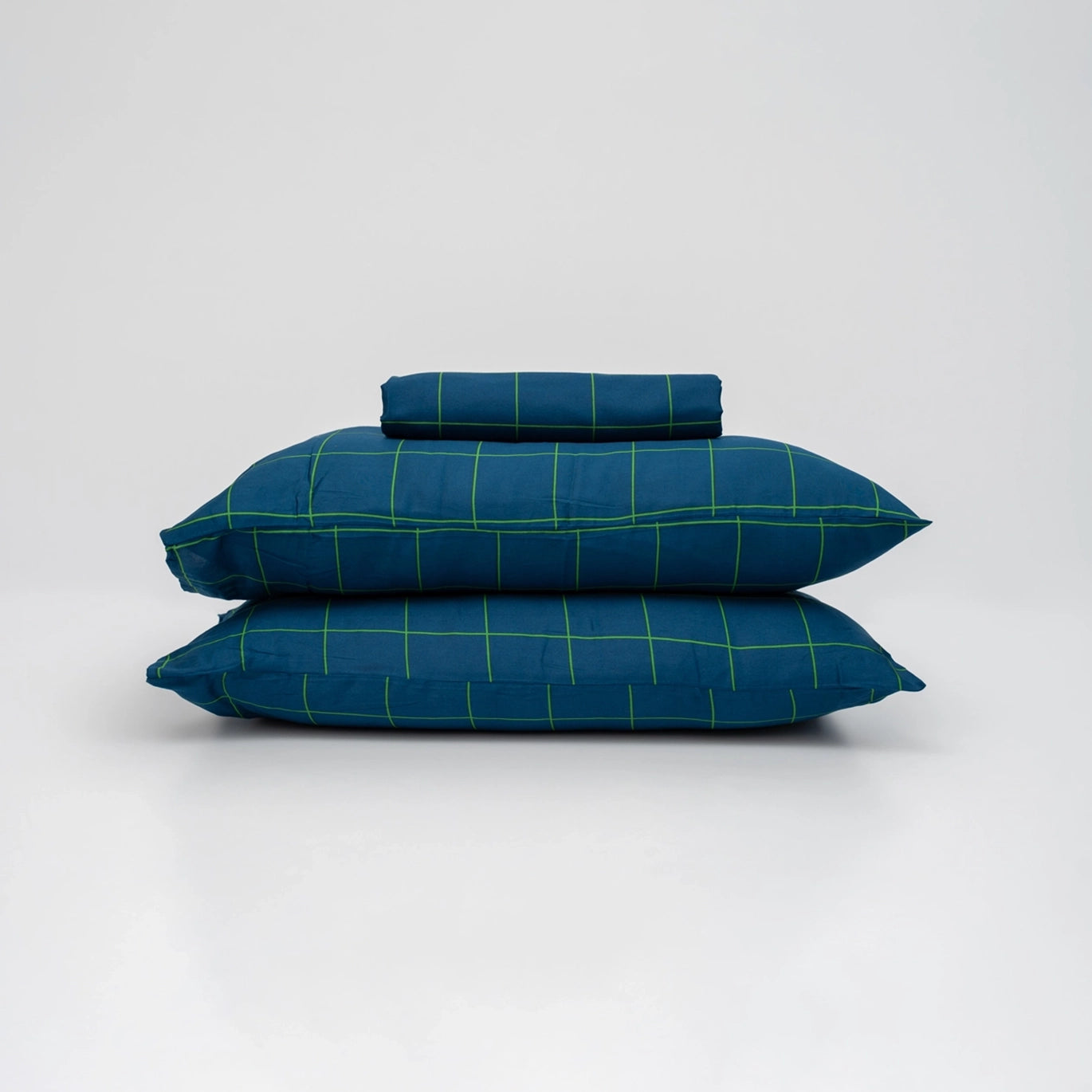 Navy Plaid Cotton Satin