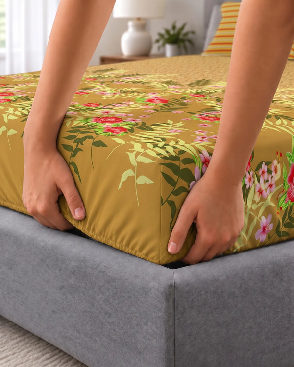 RUSTIC FLORAL Xara Fitted Bed Sheet Set