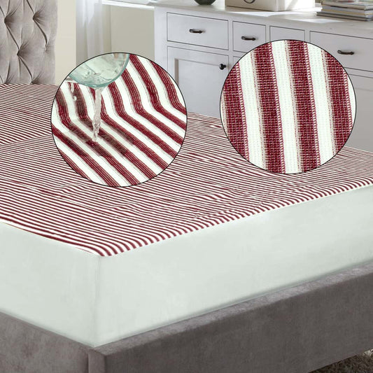 Water Proof Mattress Protector Stripe (Red)