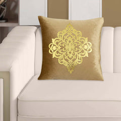 Velvet Patch Work Cushion Cover (L/Coffee)