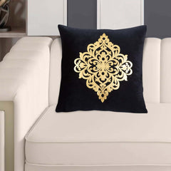 Velvet Patch Work Cushion Cover (Black)