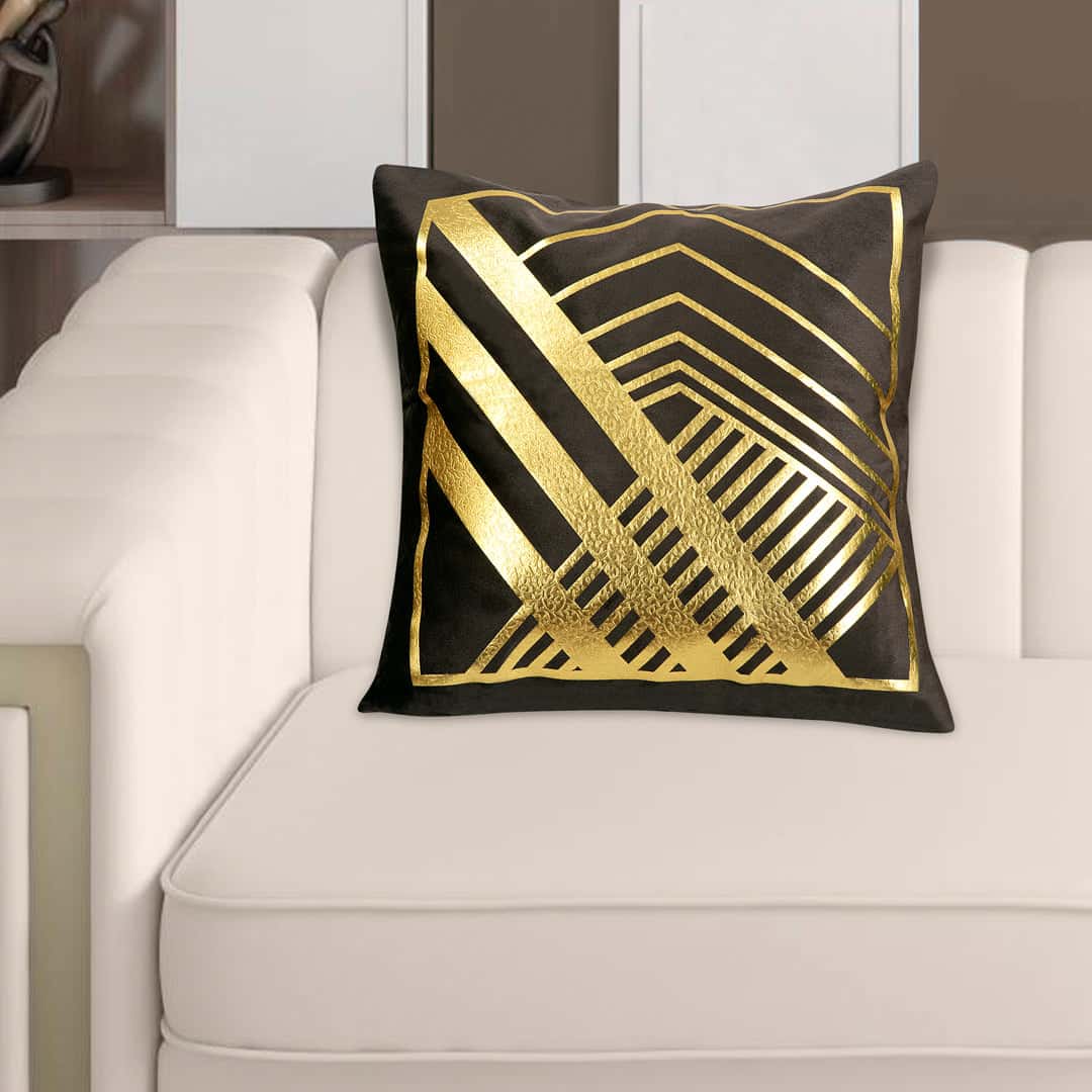 Velvet Patch Work Cushion Cover (Dark Chocolate) Main image