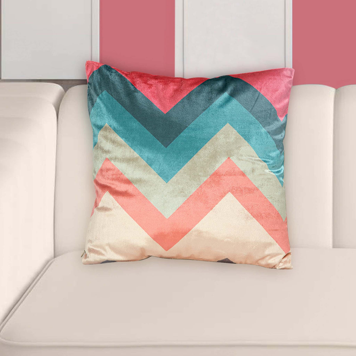 Velvet Zig Zag Cushion Cover (Multi)