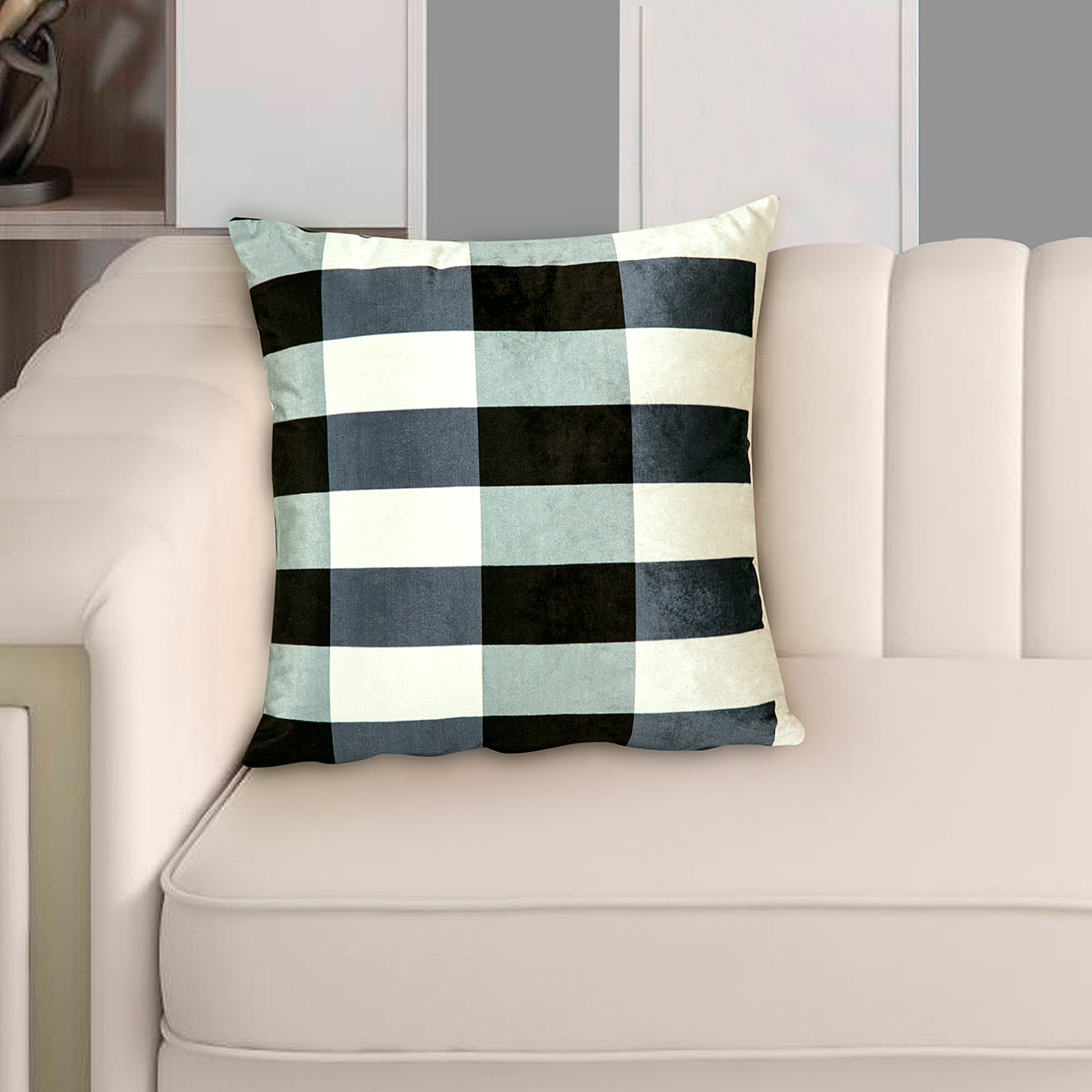 Velvet Cushion Cover 6816 (Black/Grey)