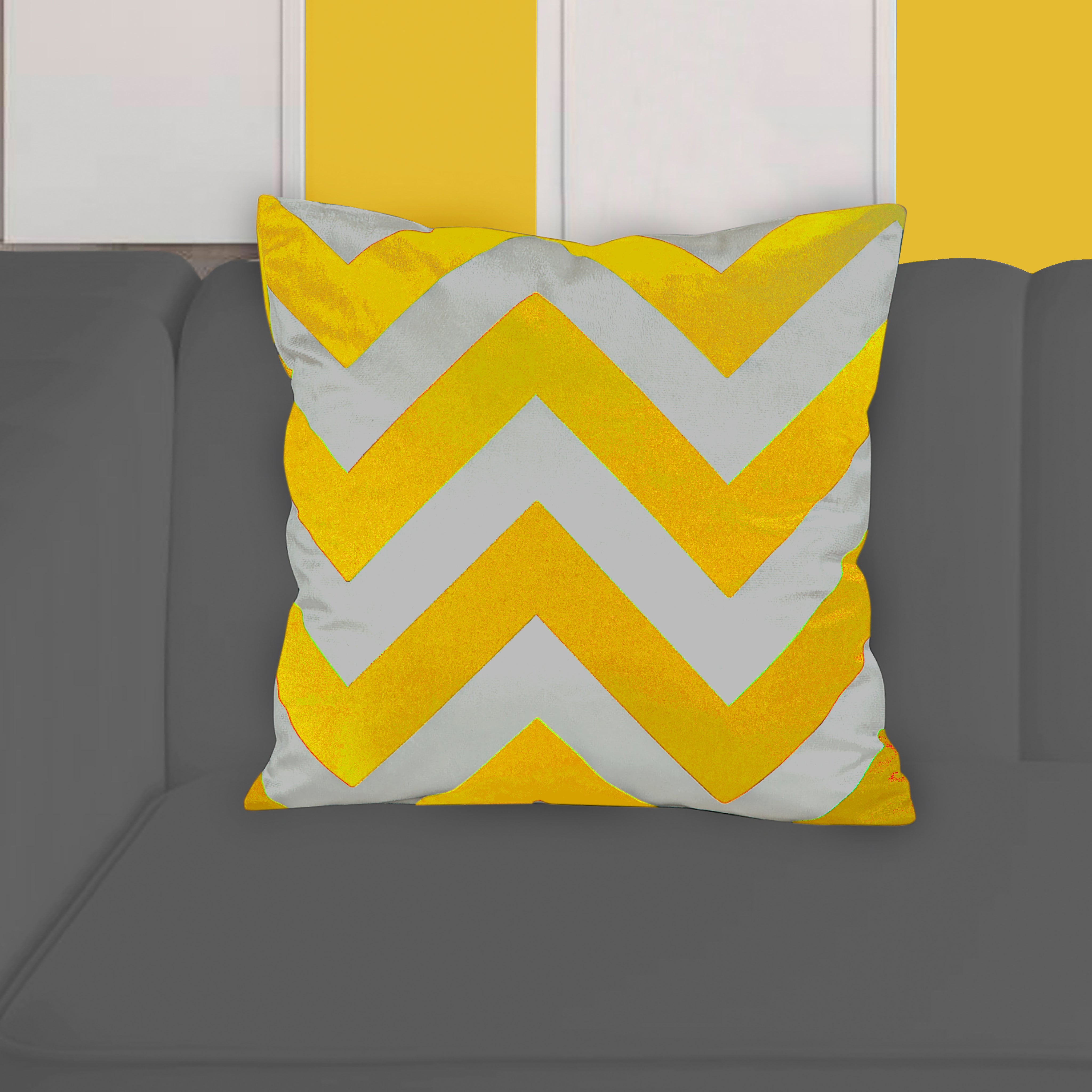 Velvet Zig Zag Cushion Cover (Yellow)