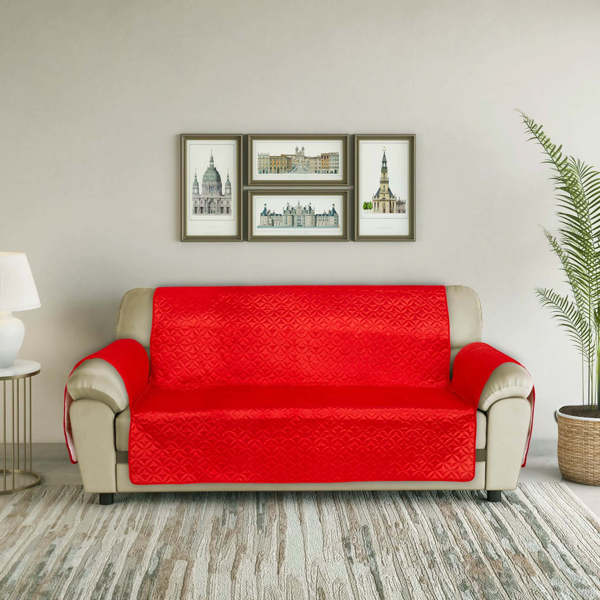 RHS Raw Silk Sofa cover (Red) Main image