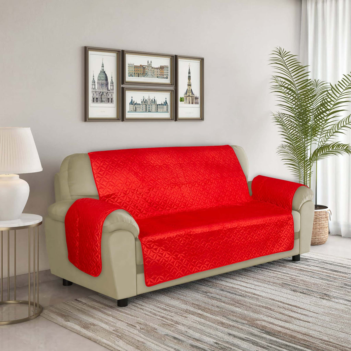 RHS Raw Silk Sofa cover (Red) Secondary image
