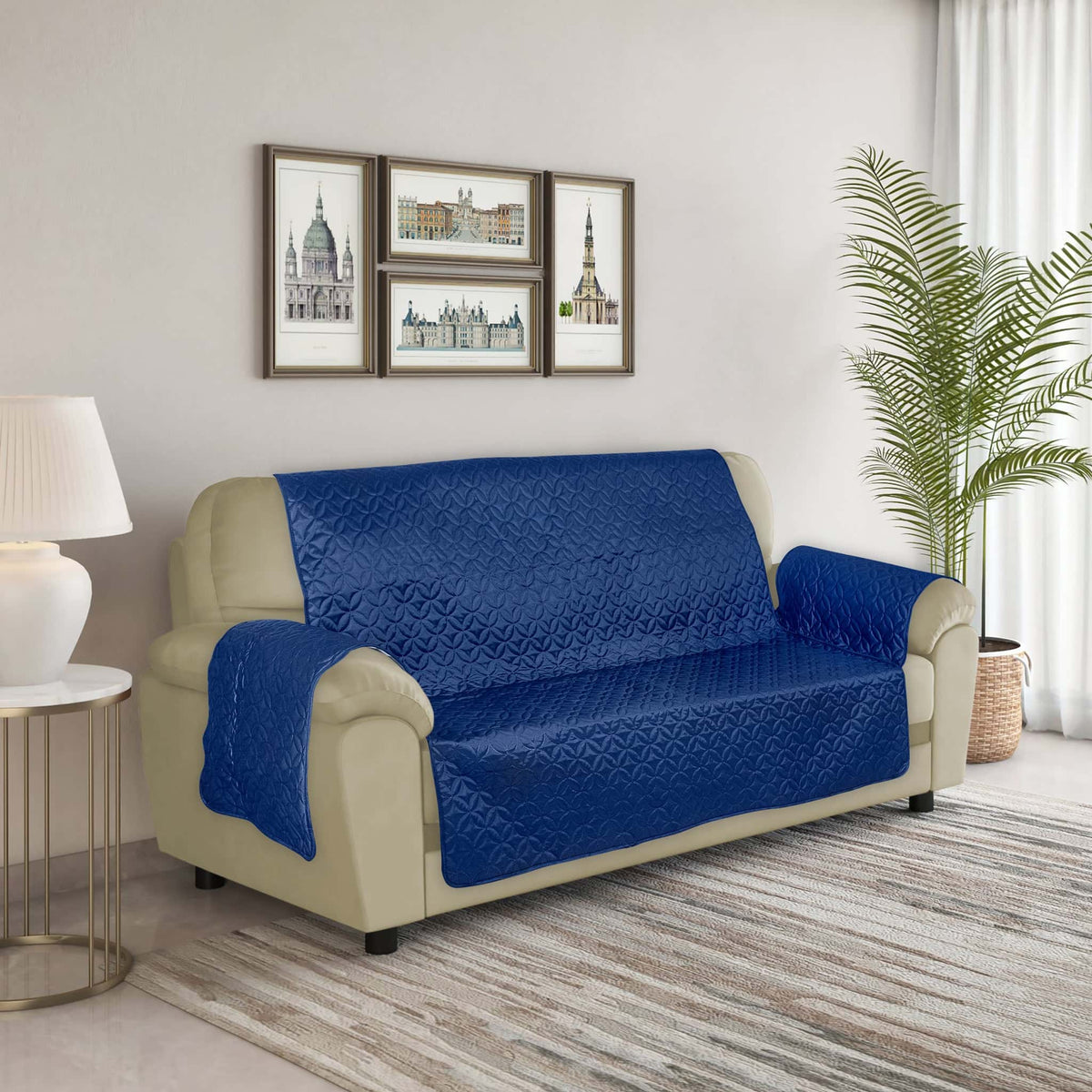 RHS Raw Silk Sofa cover (Blue) Main image
