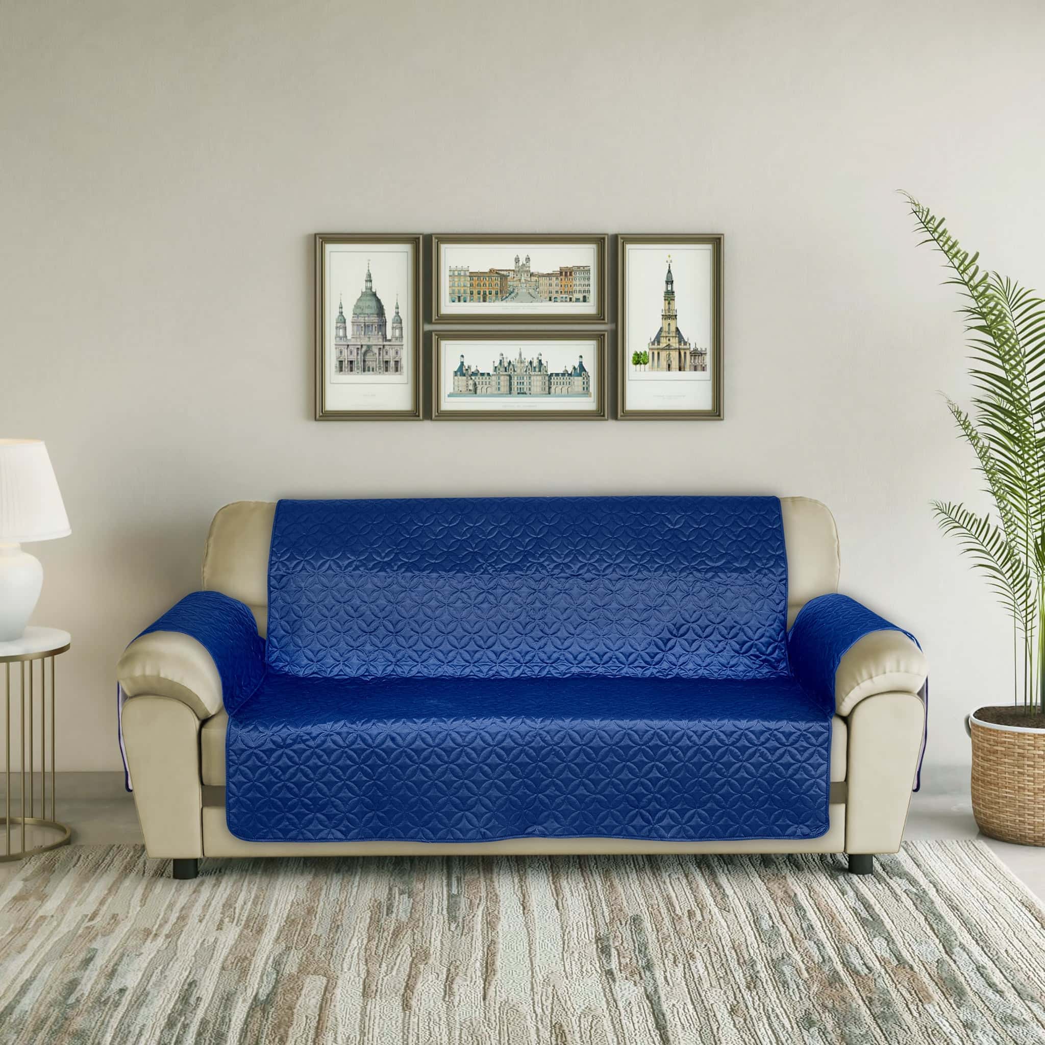 RHS Raw Silk Sofa cover (Blue) Secondary image