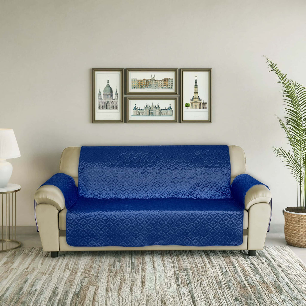 RHS Raw Silk Sofa cover (Blue) Secondary image