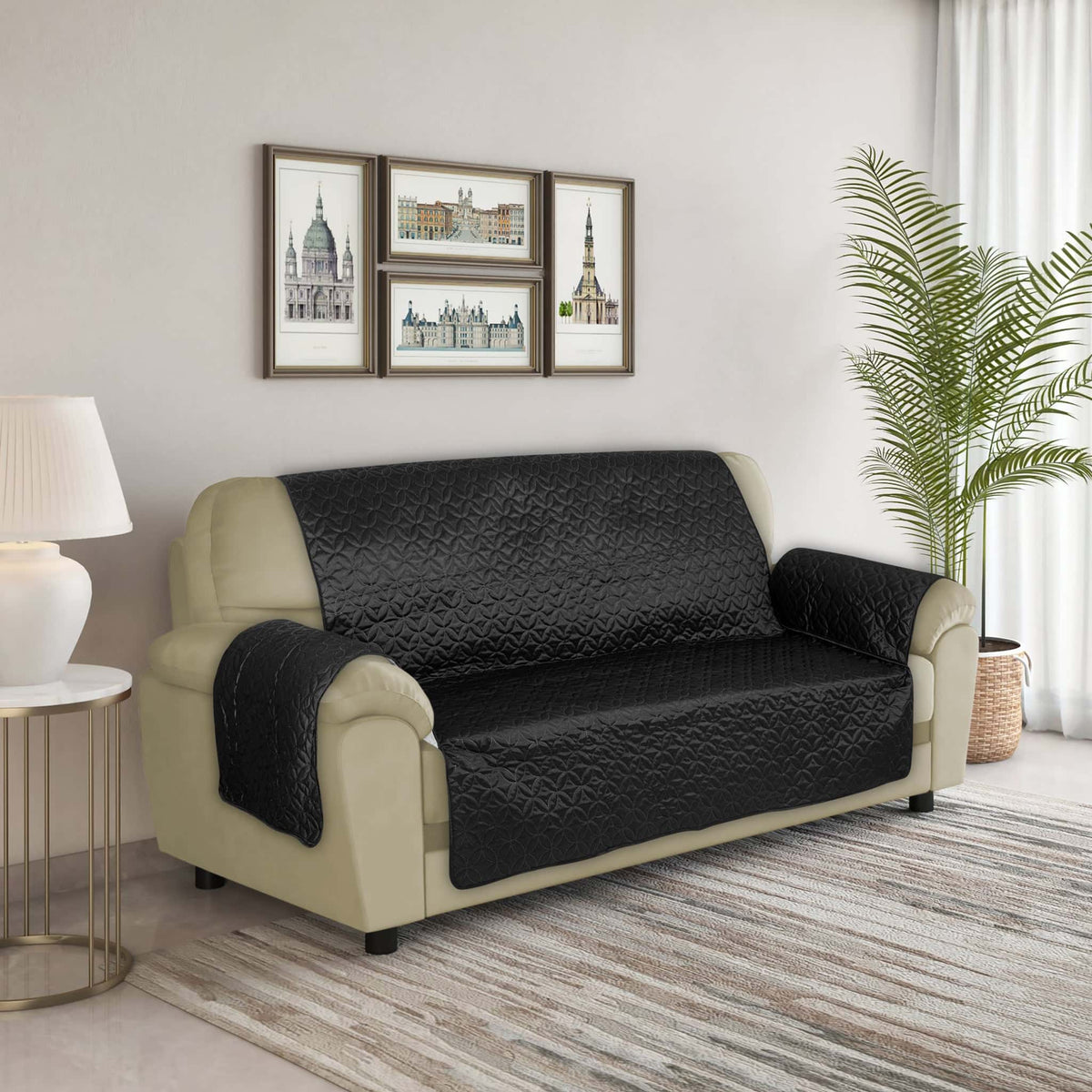 RHS Raw Silk Sofa cover (Black) Main image